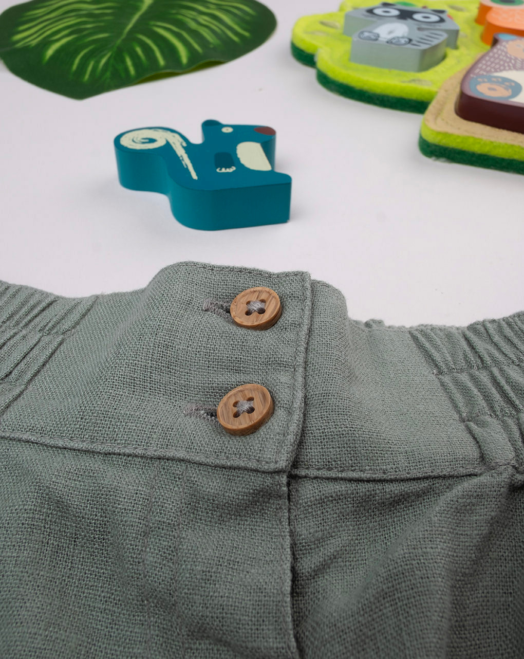Pantaloncini verdi lino bimba