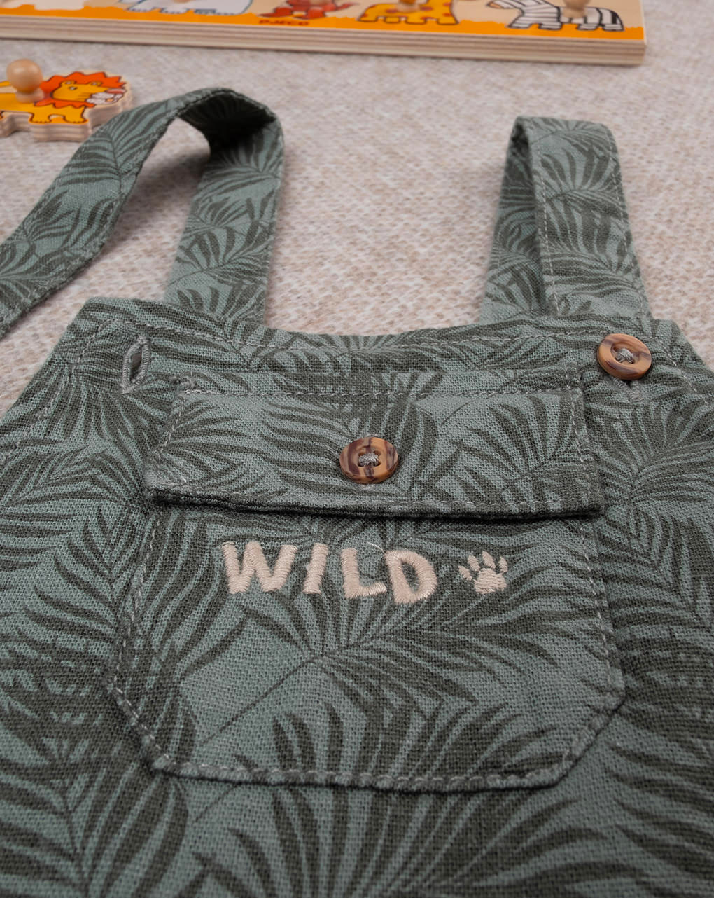 Salopette lino bimbo verde