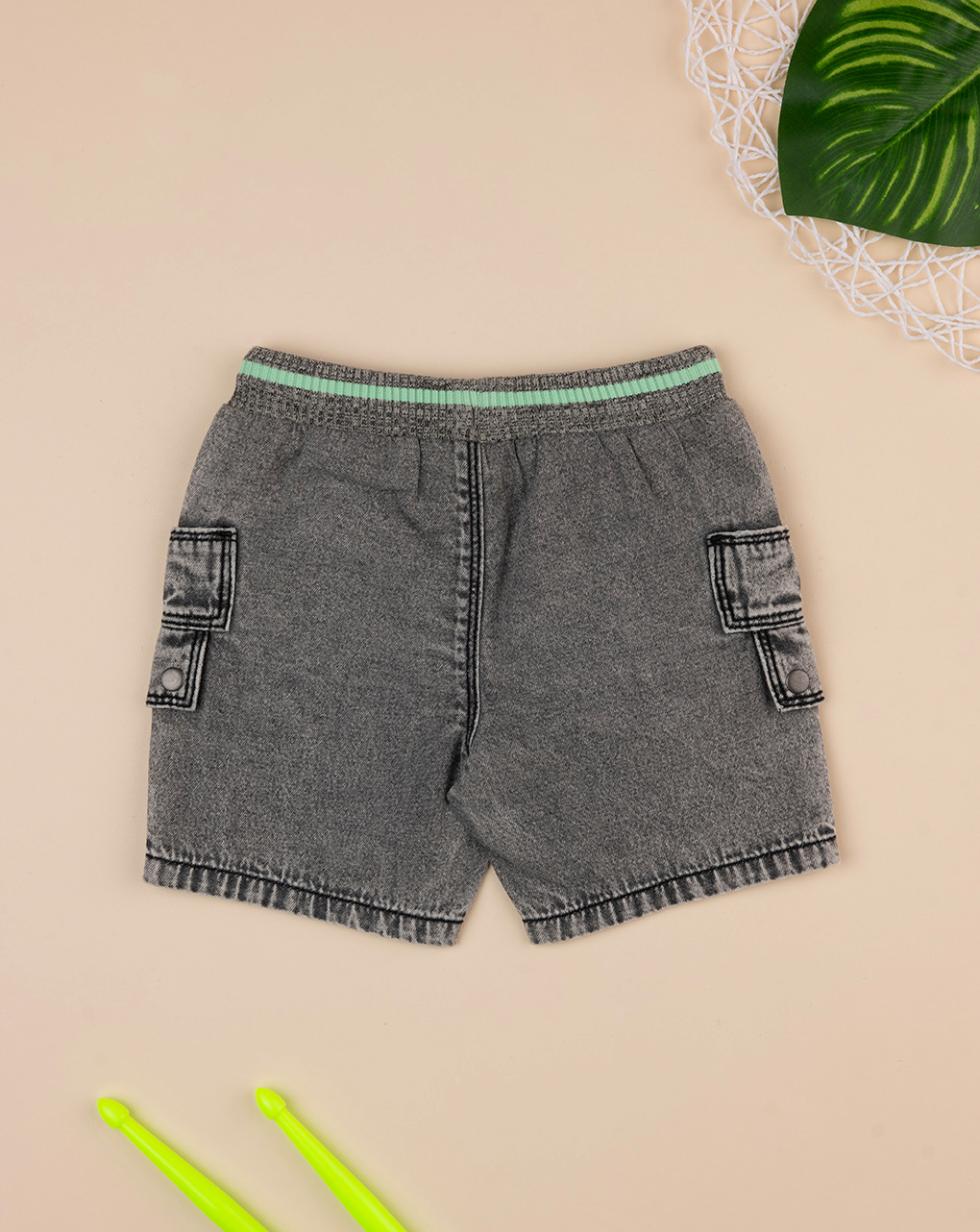 Bermuda bimbo denim grigio