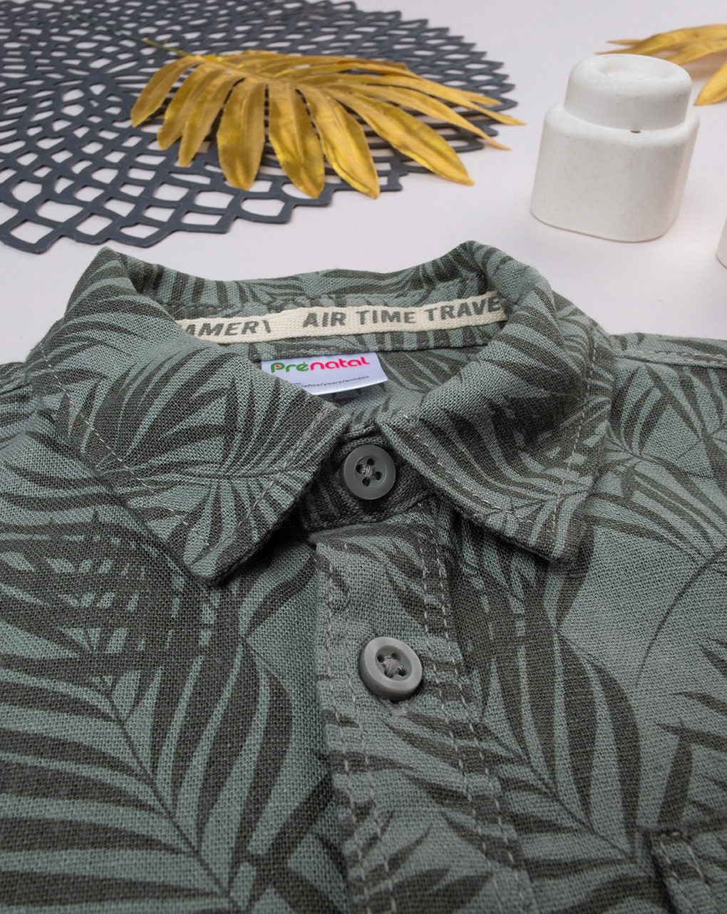 Camicia bambino verde allover