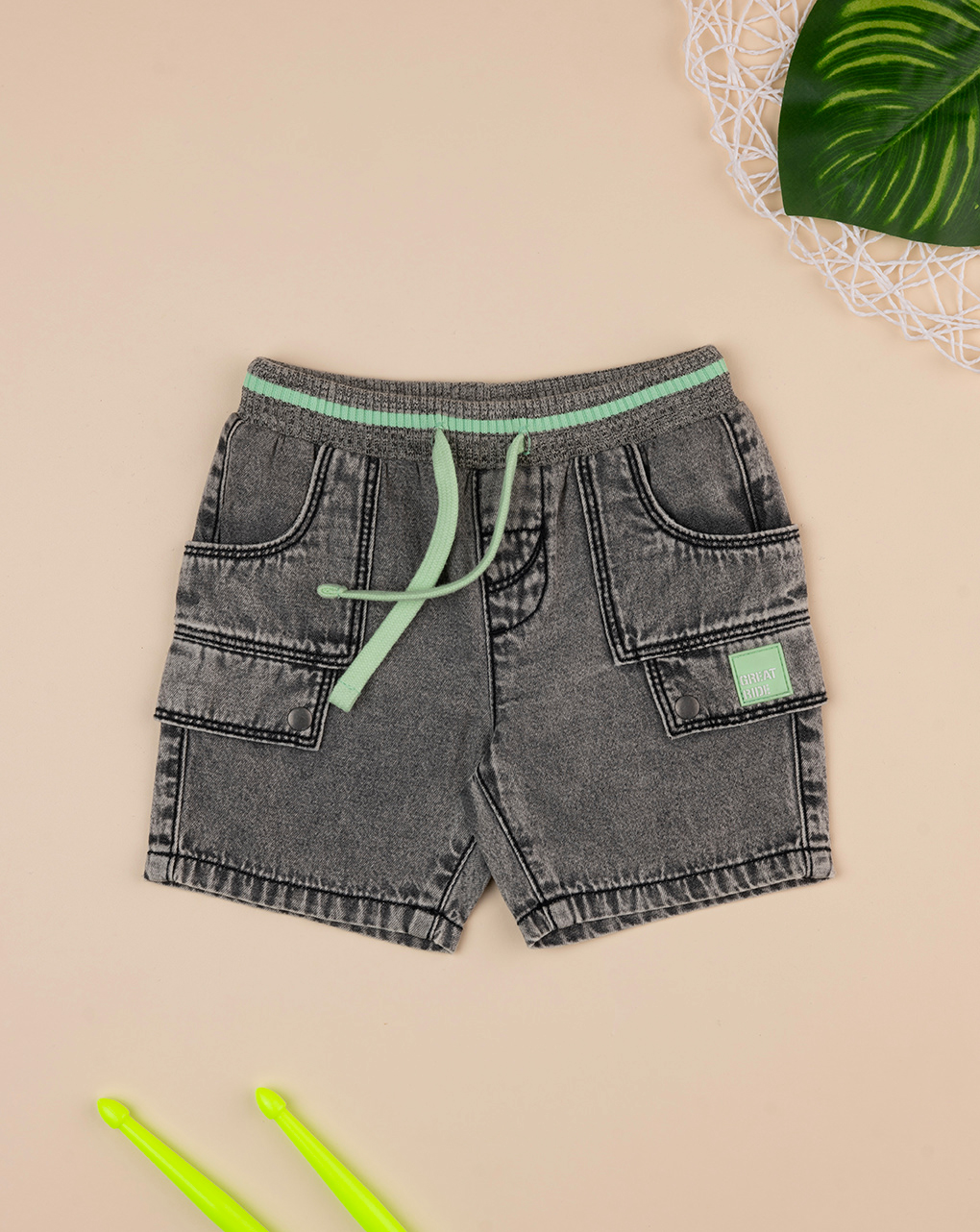 Bermuda bimbo denim grigio