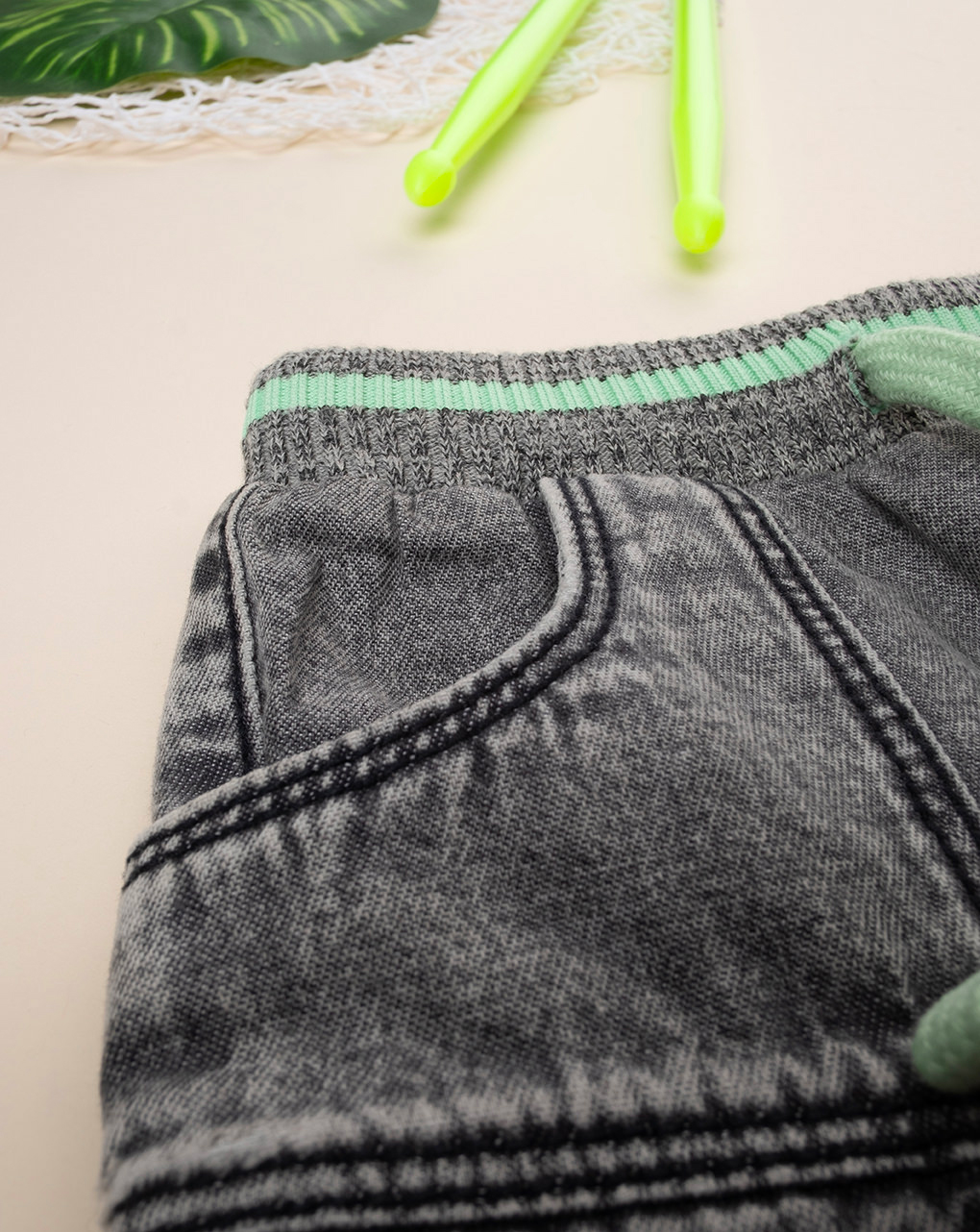 Bermuda bimbo denim grigio