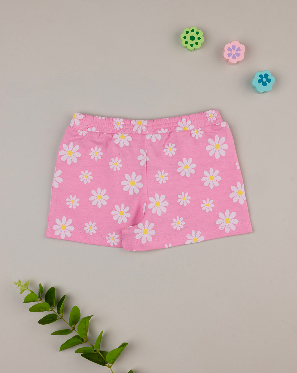 Shorts bimba rosa margherite