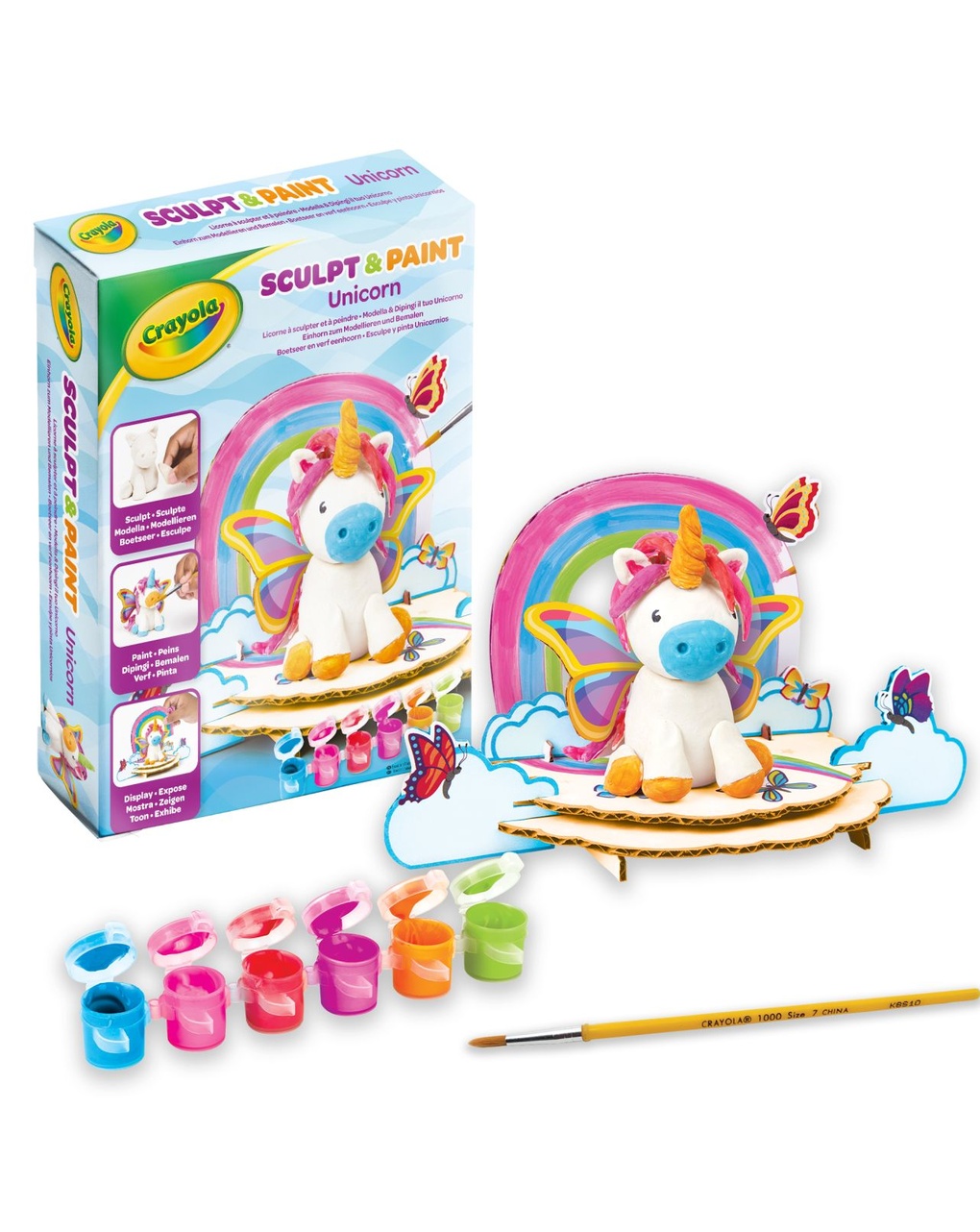 Set modella & dipingi il tuo unicorno, argilla modellabile - crayola