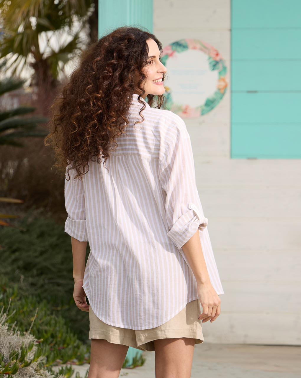 Camicia premaman allattamento con fantasia righe