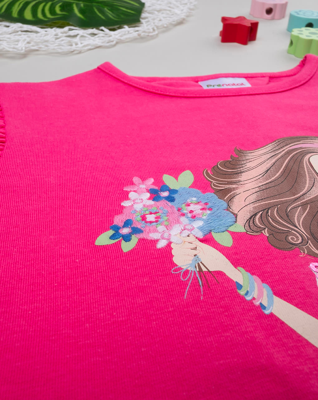 T-shirt bimba fuxia stampata