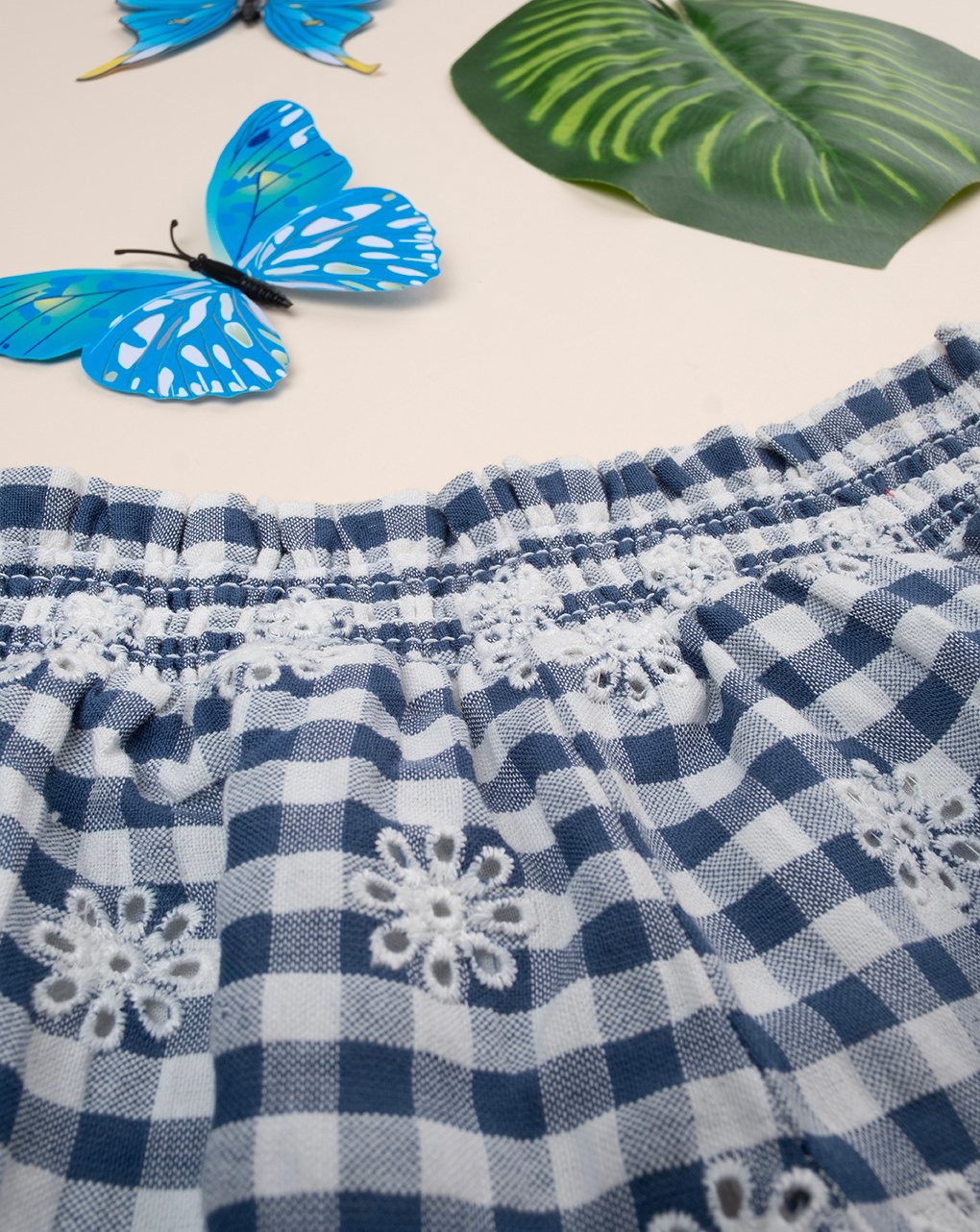 Shorts vichy bimba blu