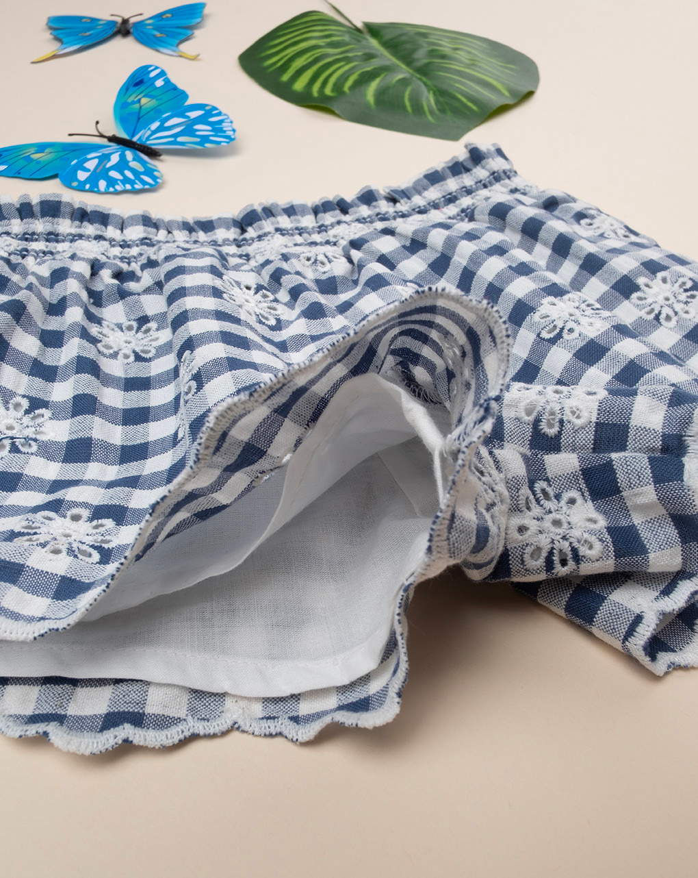 Shorts vichy bimba blu