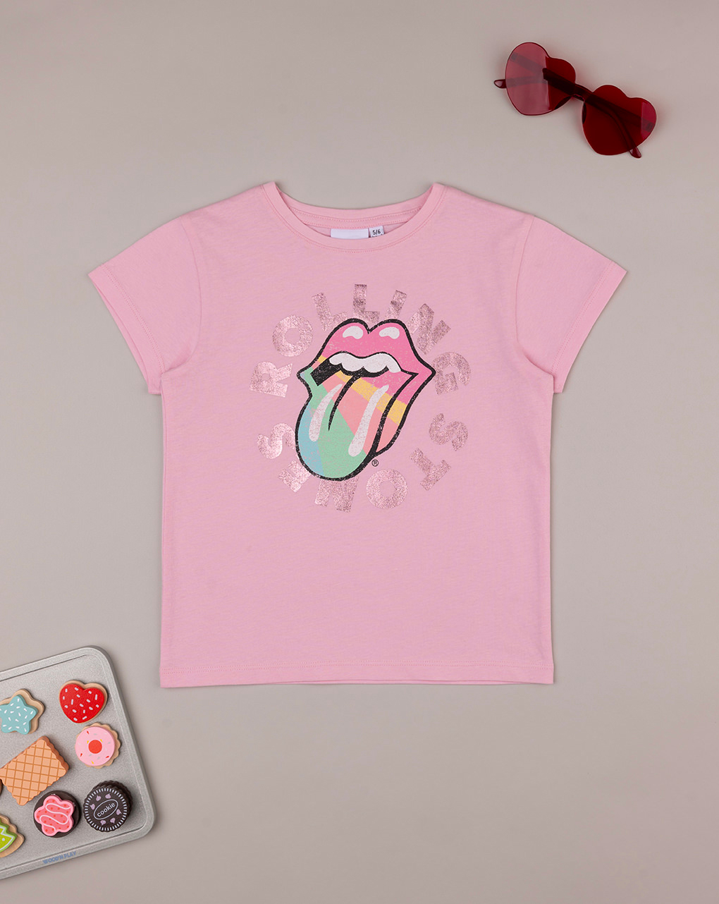 T-shirt bimba rosa stampata