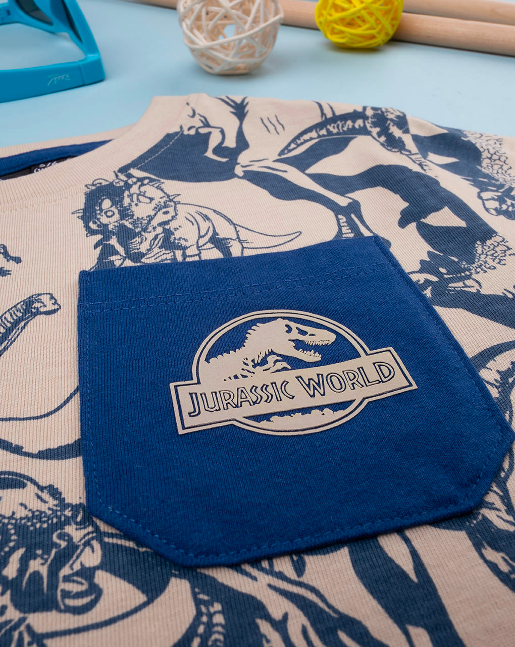 T-shirt beige maniche corte bambino "jurassic"