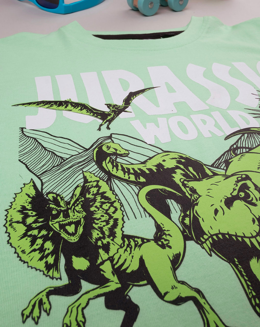 T-shirt verde bambino "jurassic"