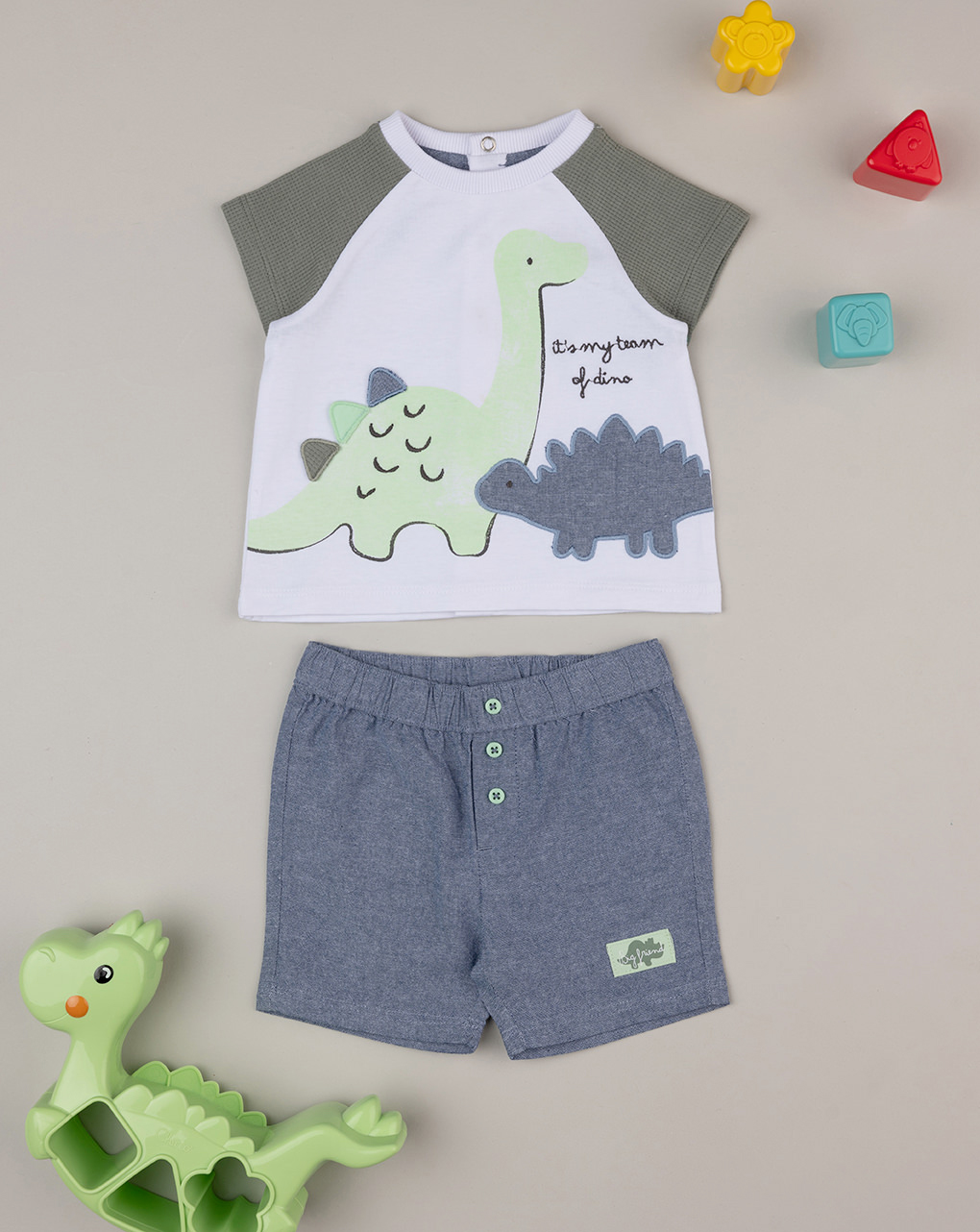 Completo corto bimbo "happy dino"
