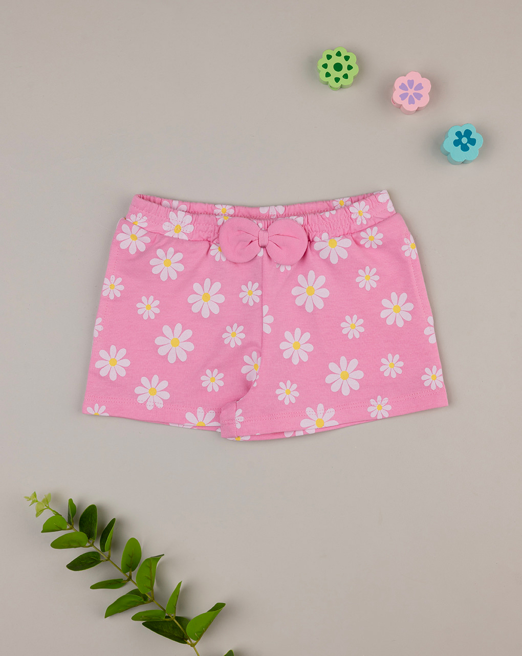 Shorts bimba rosa margherite