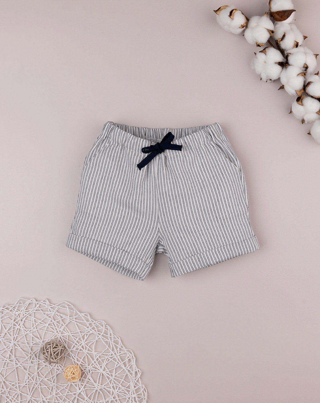 Bermuda righine bimbo bianco/blu