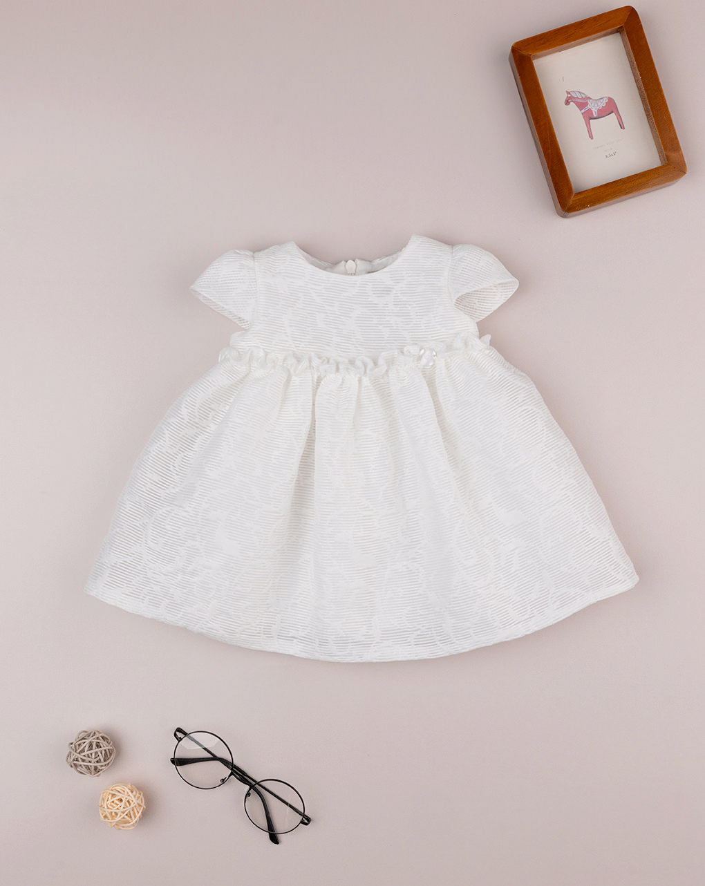 Abito organza bimba panna
