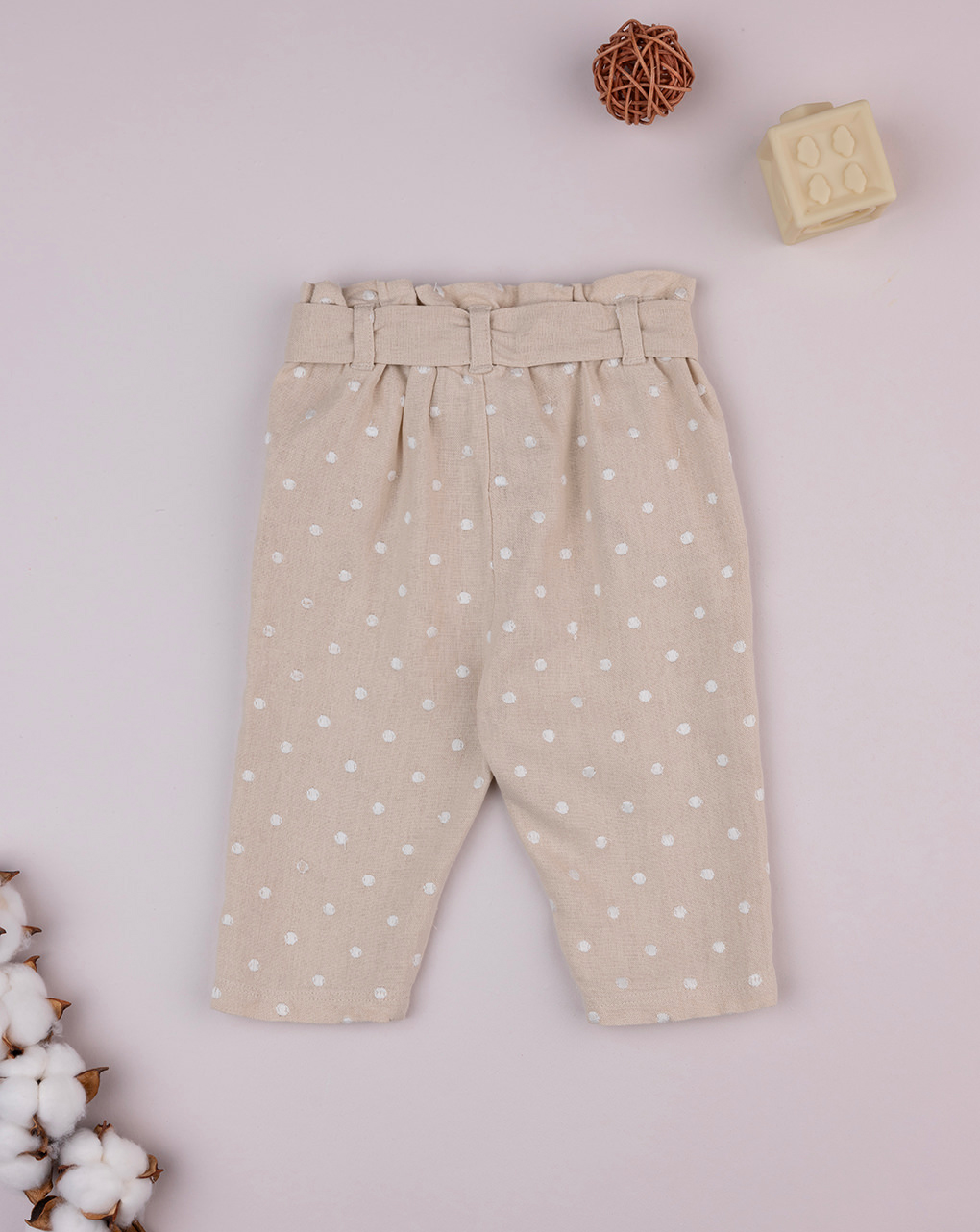 Pantaloni lino bimba allover