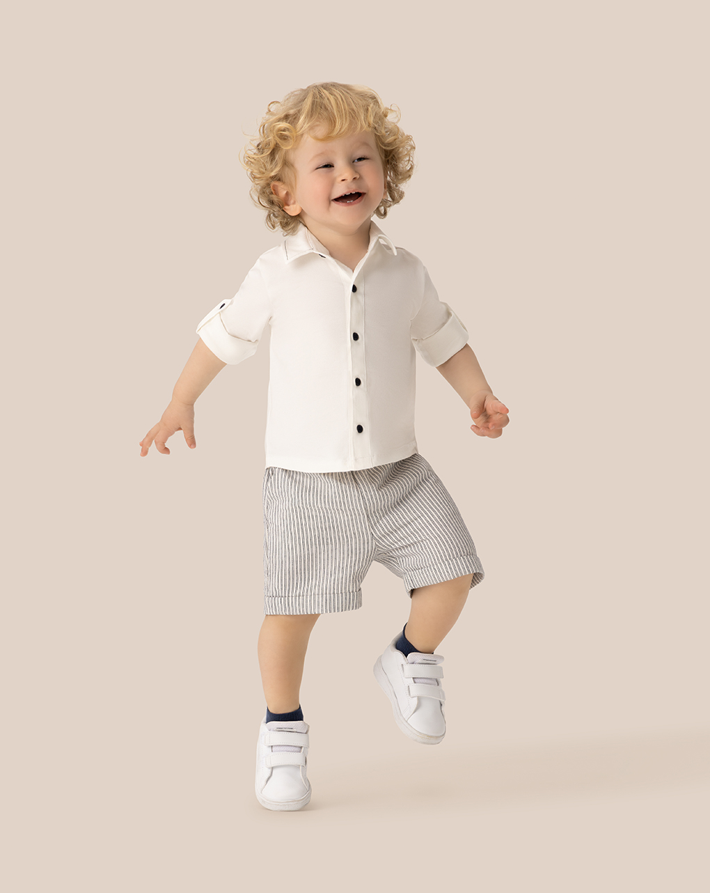 Bermuda righine bimbo bianco/blu