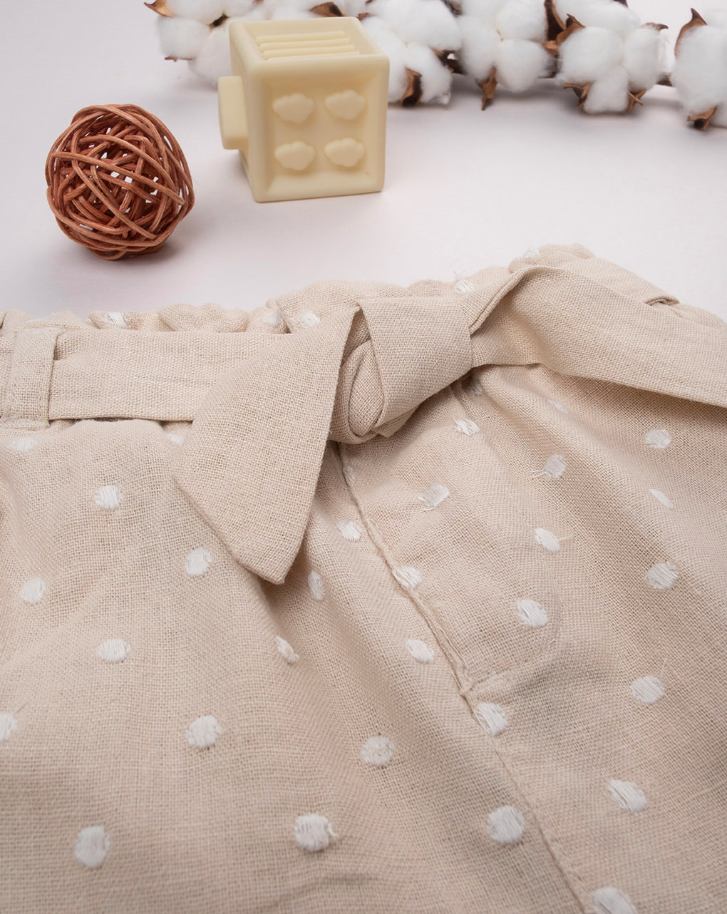Pantaloni lino bimba allover