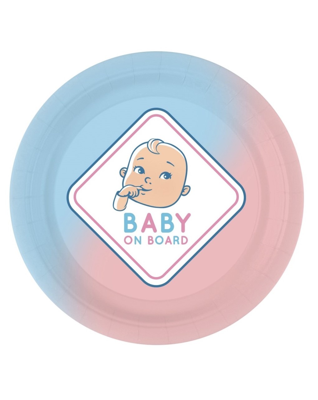 Piatto carta 18 cm- 8 piatti - baby gender reveal - baby on board