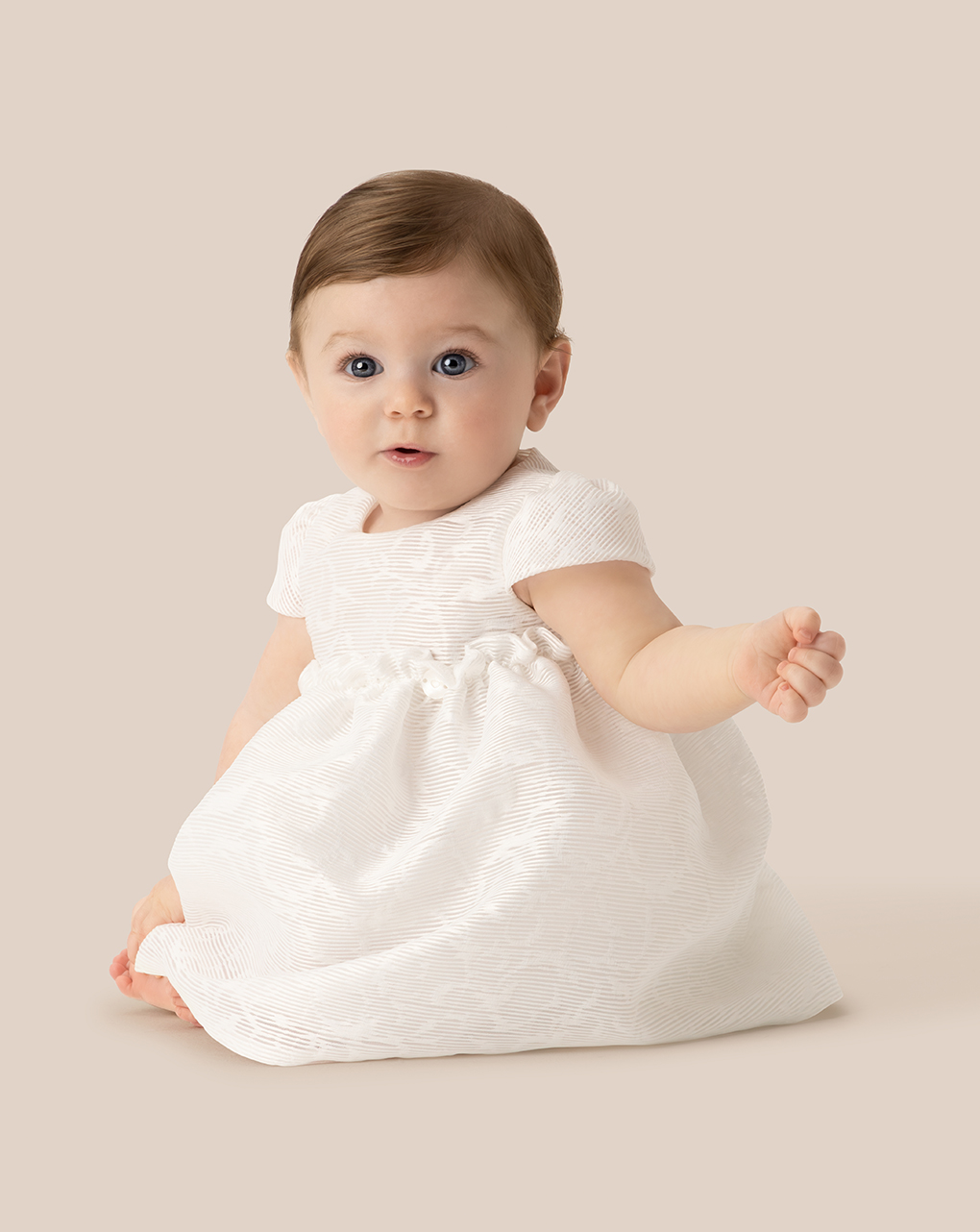 Abito organza bimba panna