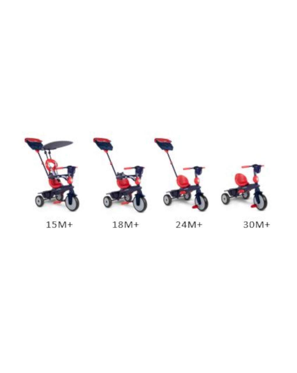 Triciclo 4 in 1 vanilla rosso e navy - smart trike