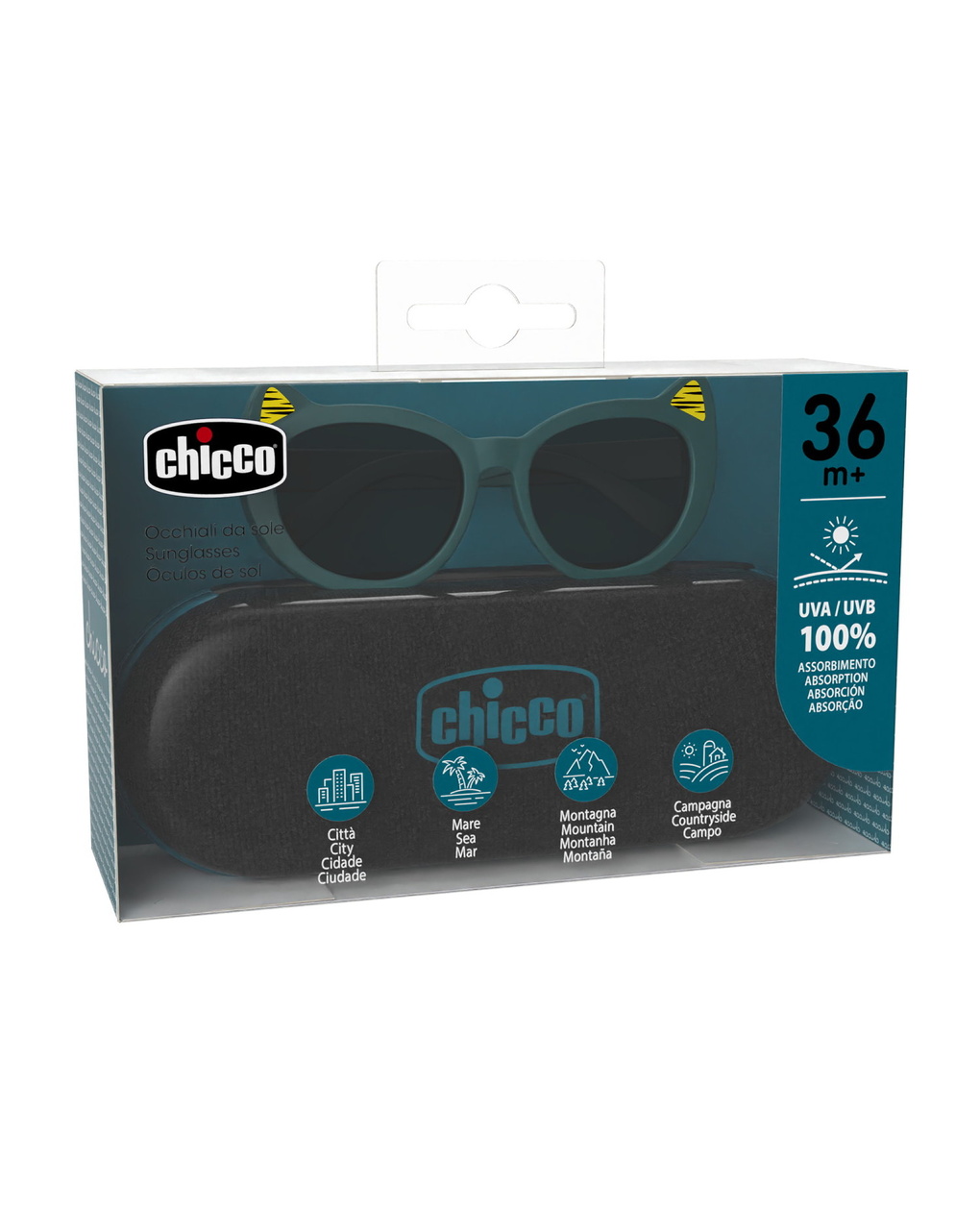 Occhiali sole 36m+ verde petrolio - chicco