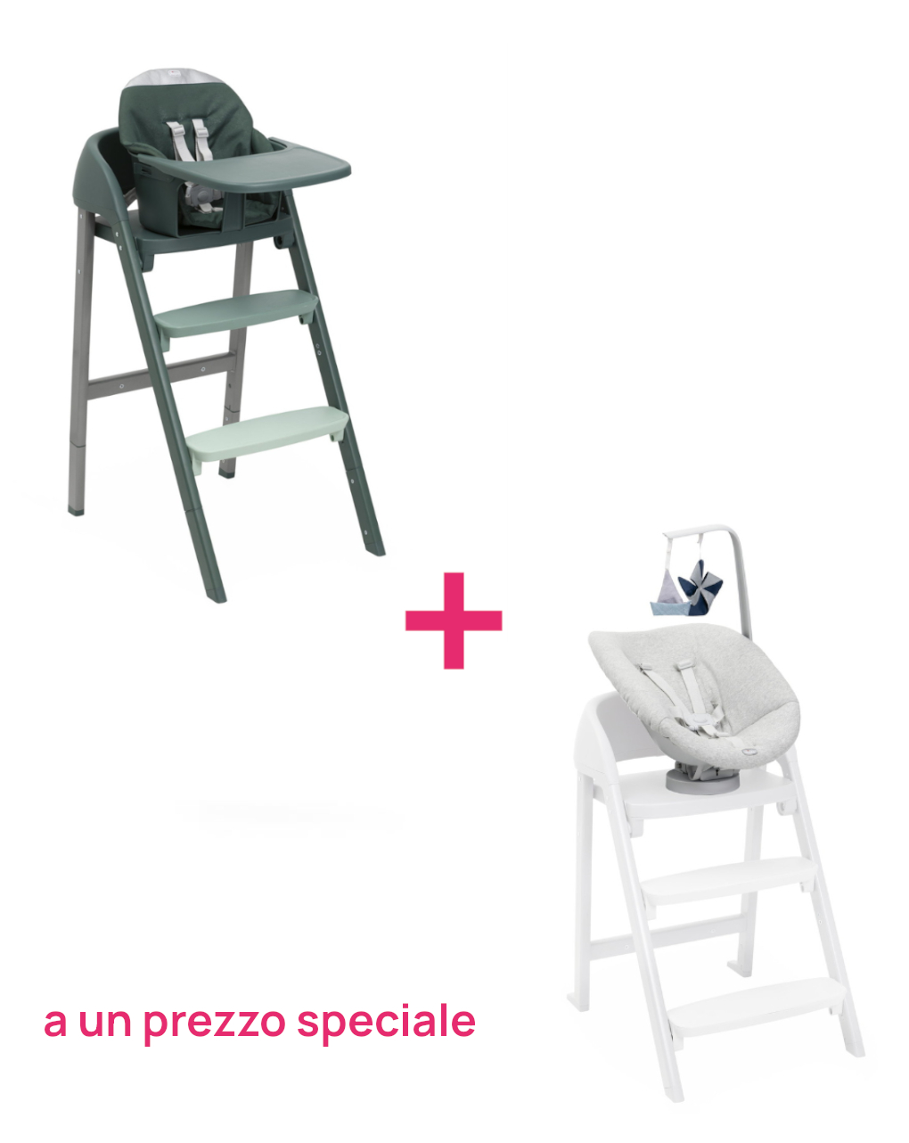 Seggiolone crescendo up imperial green re_lux + set neonato crescendo grey a un prezzo speciale - chicco