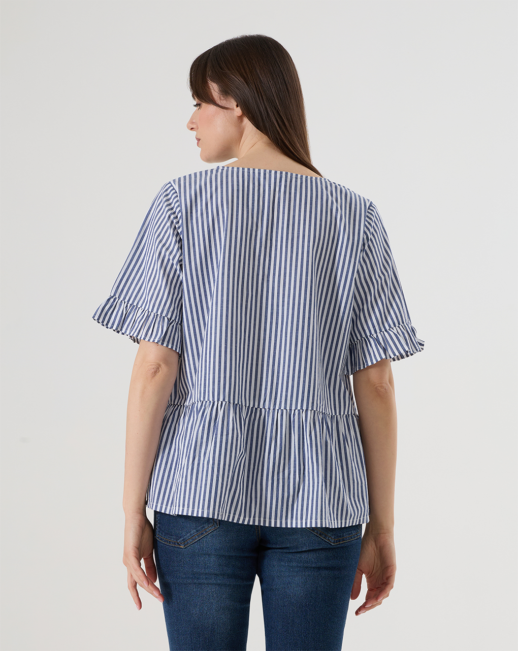Camicia premaman con fantasia righe blu/bianco