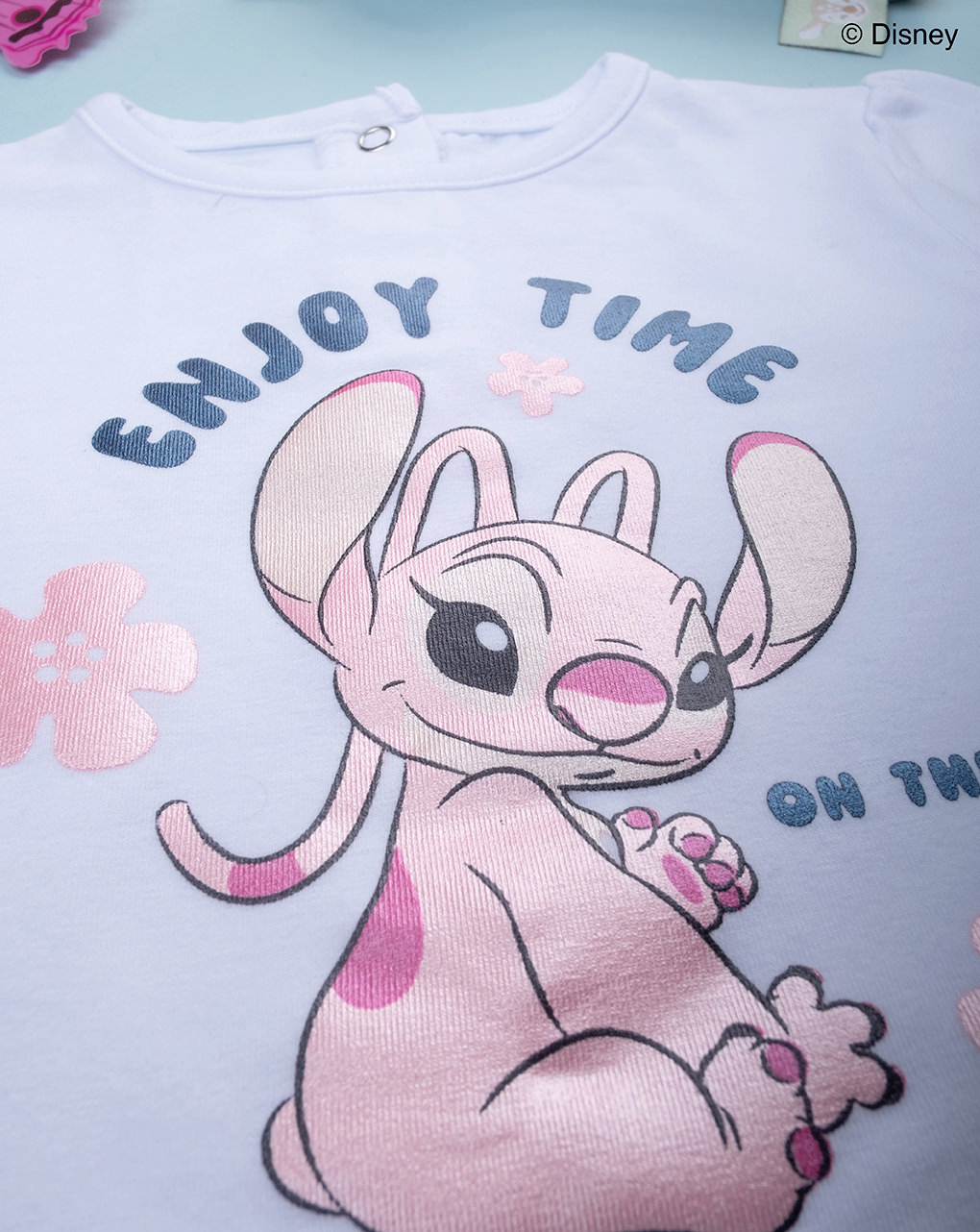 Completo bimba bianco/rosa stitch