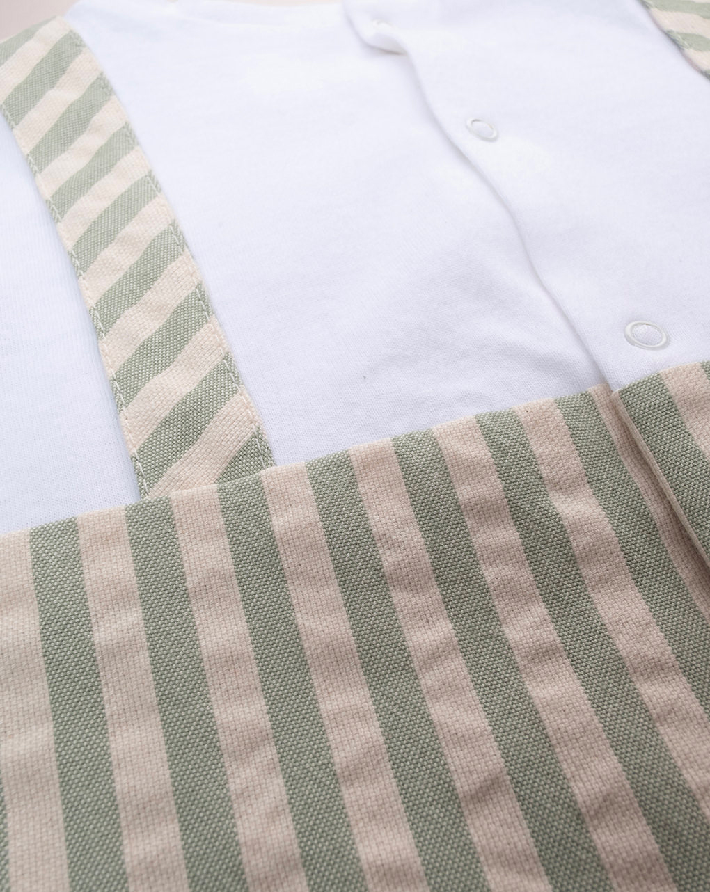 Pagliaccetto premium rigato verde/panna bimbo
