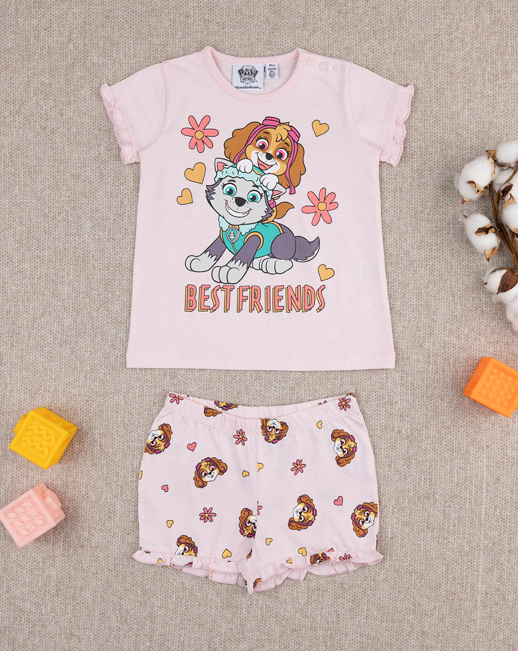 Pigiama corto bimba rosa paw patrol