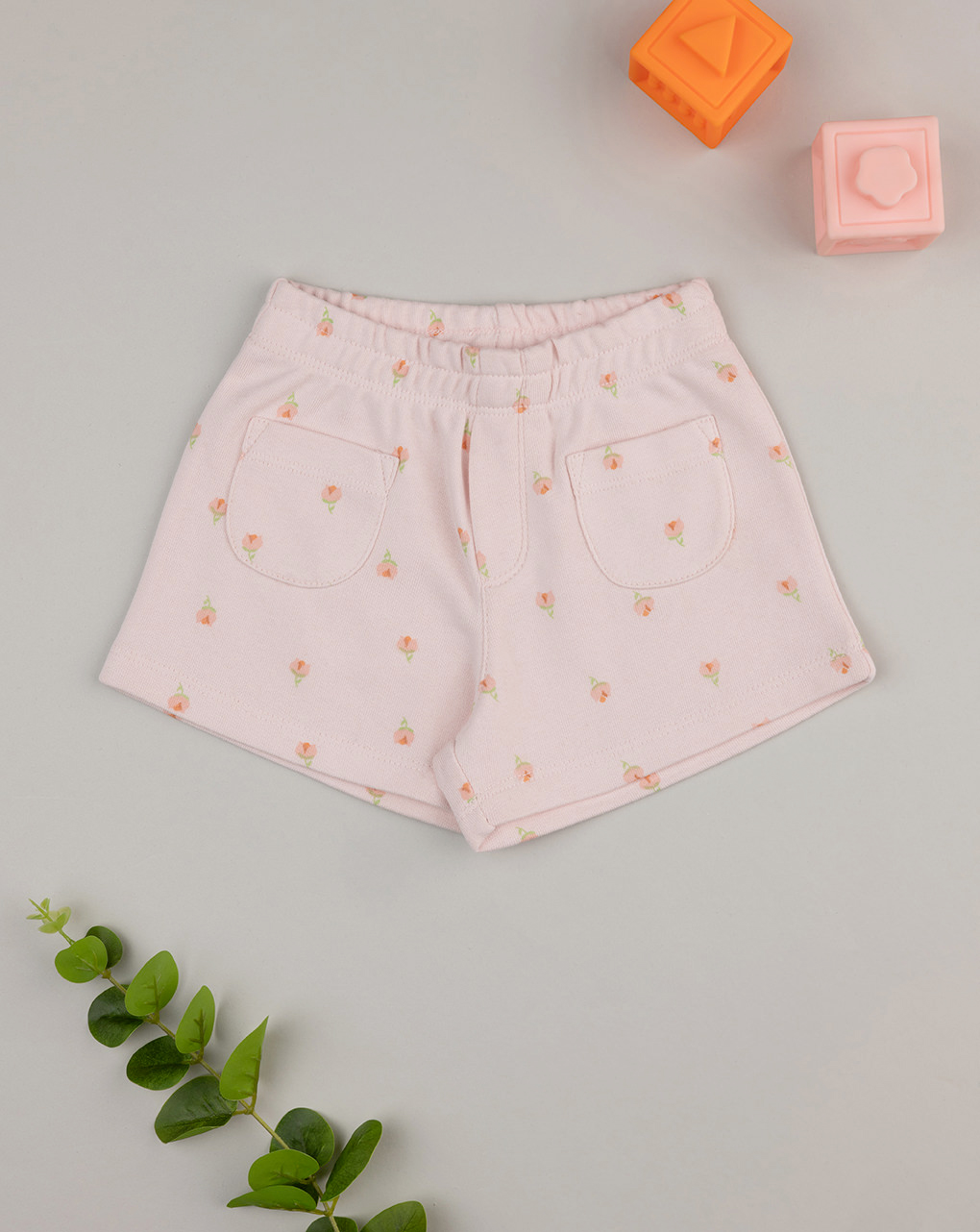 Shorts bimba rosa  tulipani