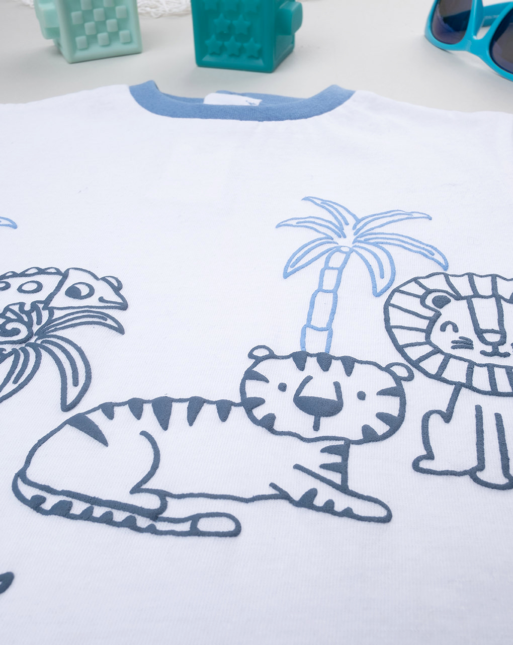 T-shirt bimbo bianco/blu savana