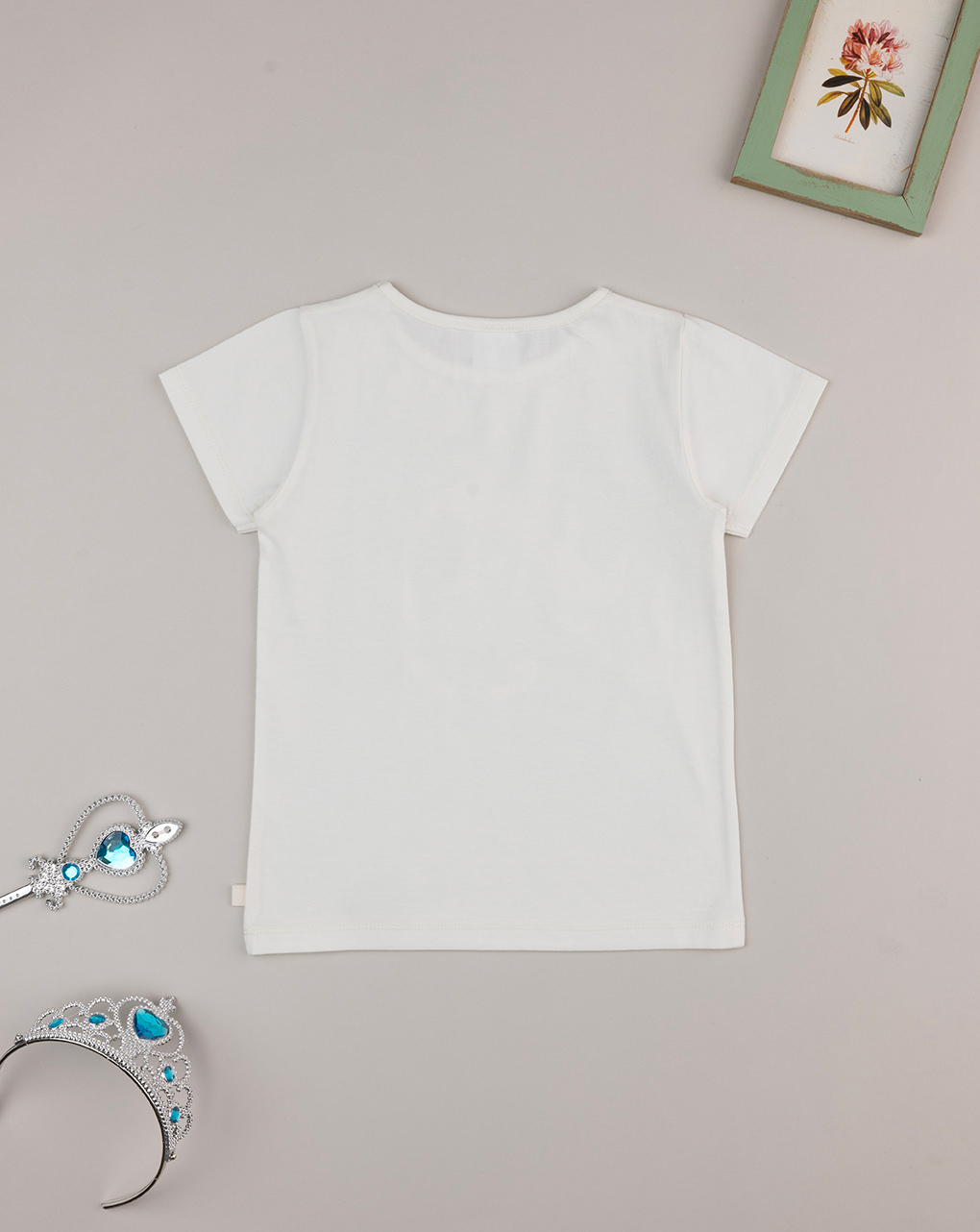 T-shirt mezza manica bambina panna stampata