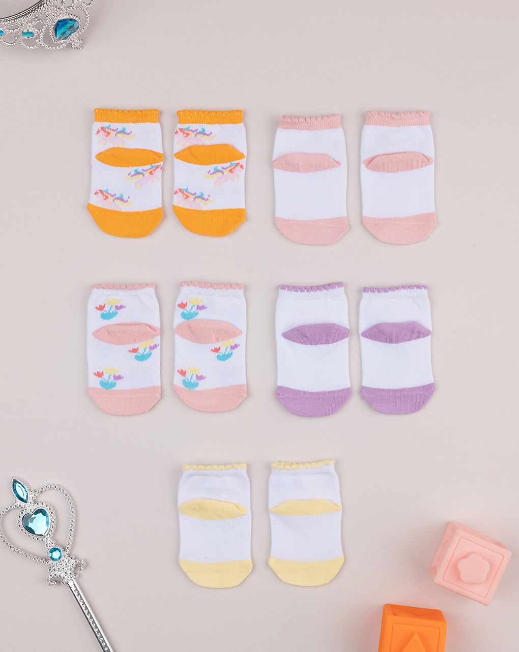 Pack 5 calze corte bimba unicorni