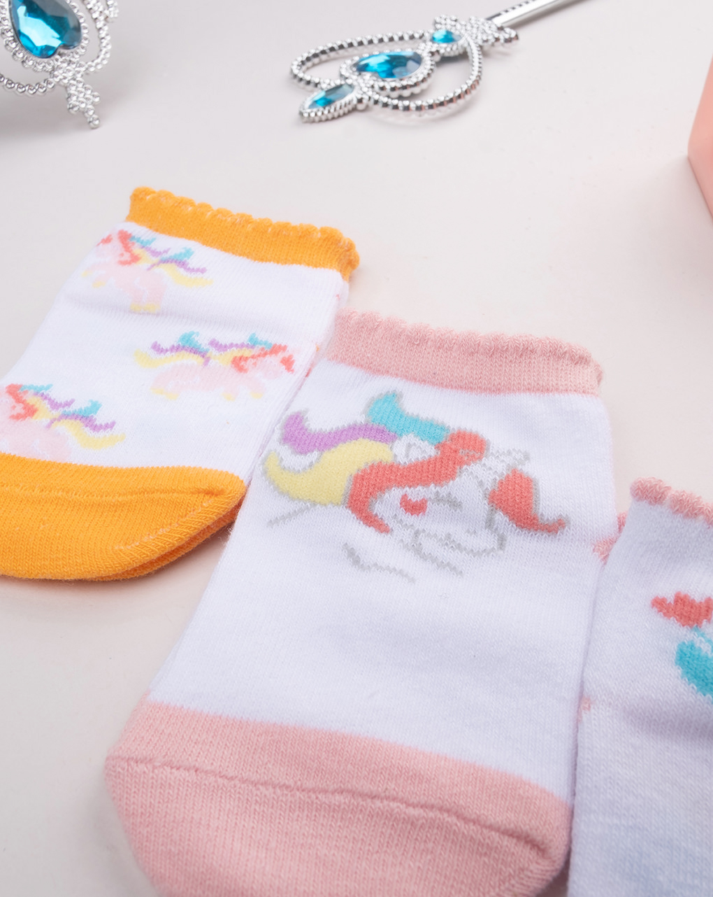 Pack 5 calze corte bimba unicorni