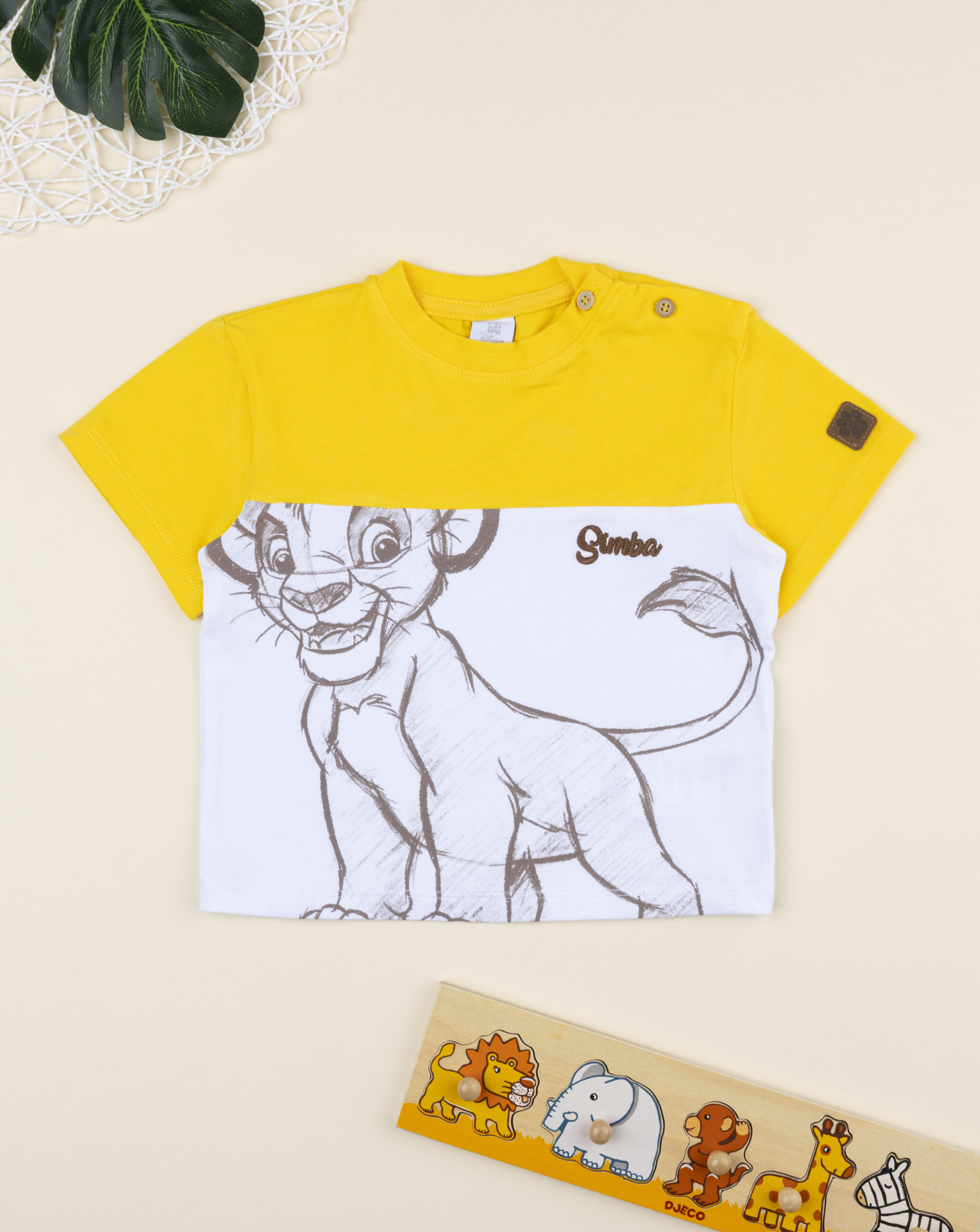 T-shirt bimbo re leone bianca/giallo