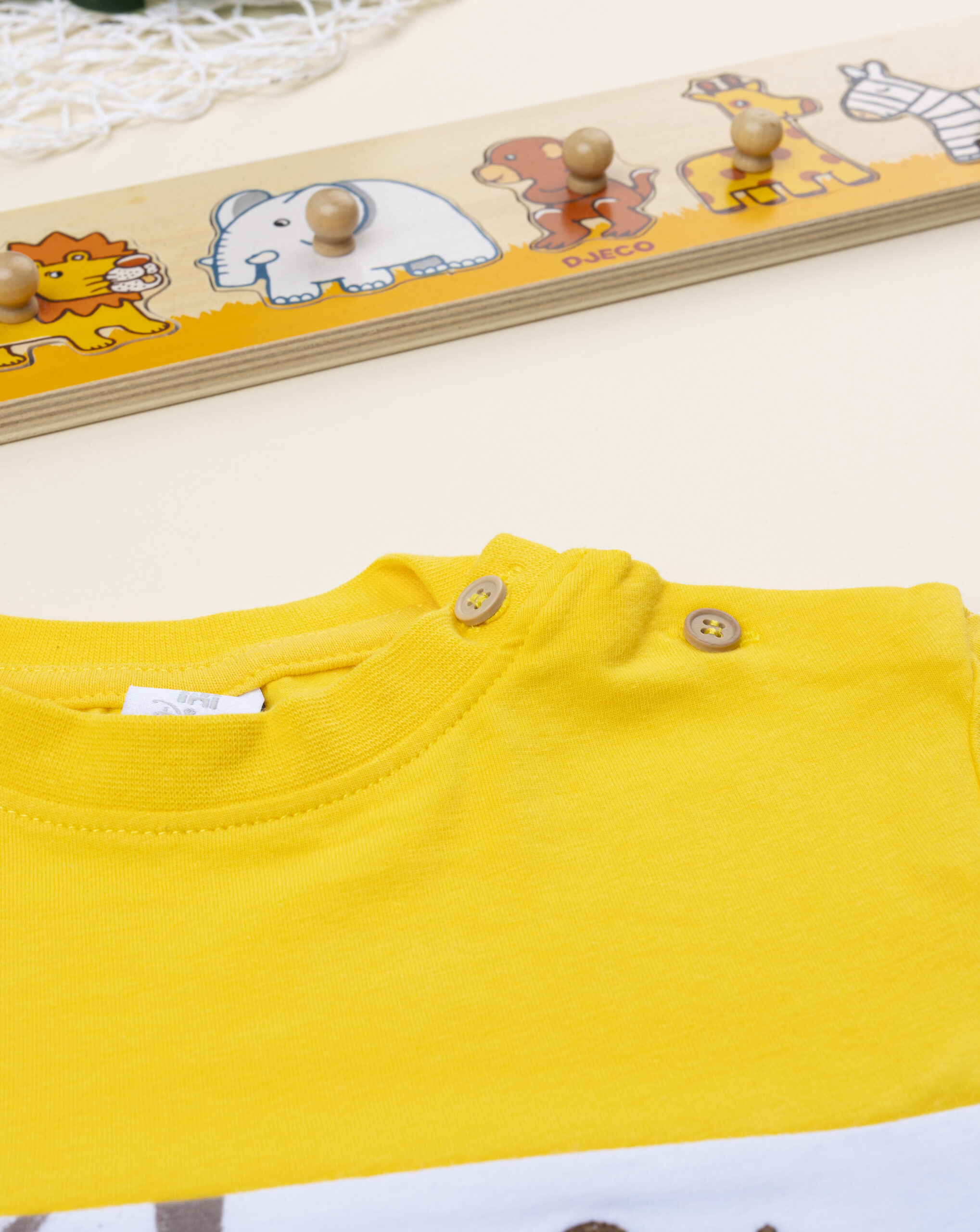 T-shirt bimbo re leone bianca/giallo