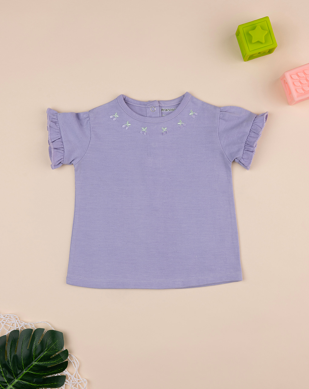 T-shirt bimba lilla ricamata