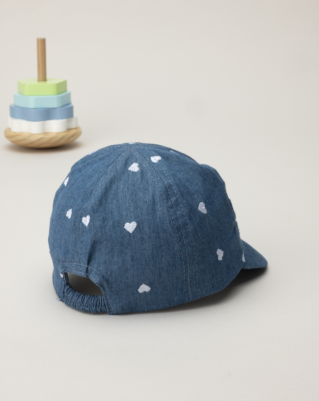 Cappello bimba denim con cuori