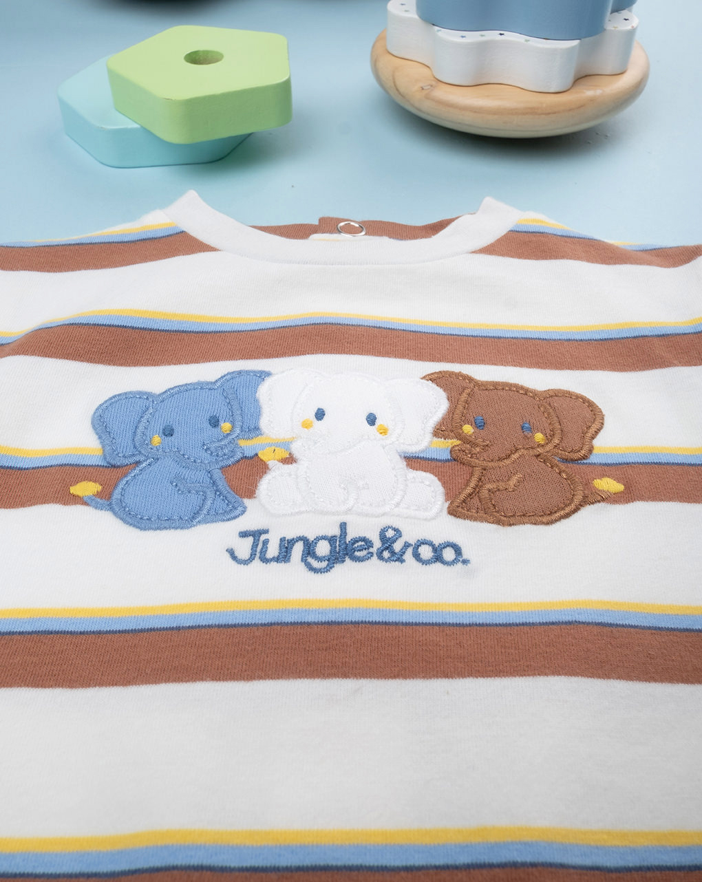 Tutina bimbo rigata marrone elefantino