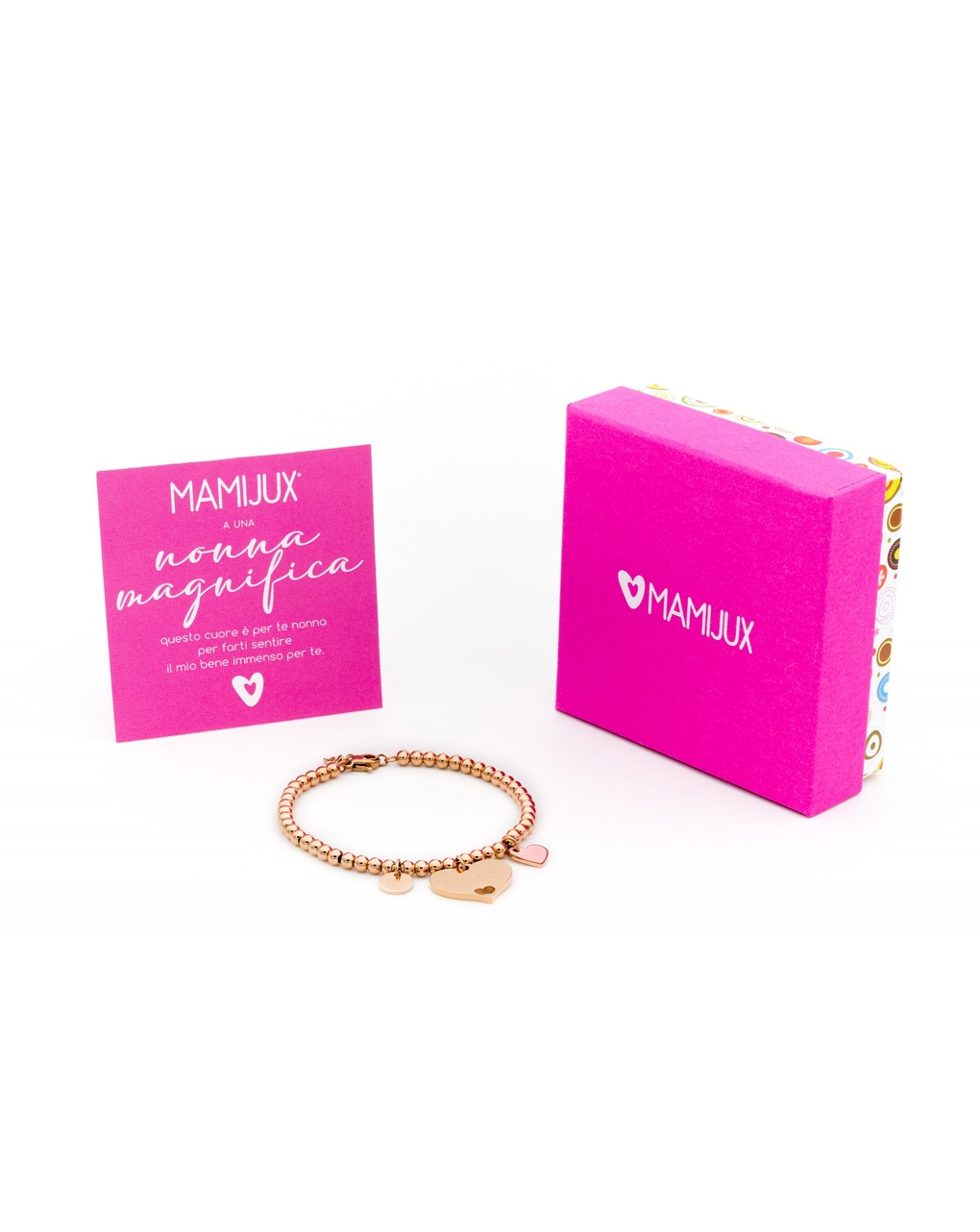 Bracciale pallini oro rosa con scritta " nonna" - mamijux