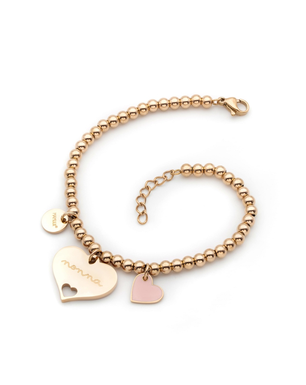 Bracciale pallini oro rosa con scritta " nonna" - mamijux