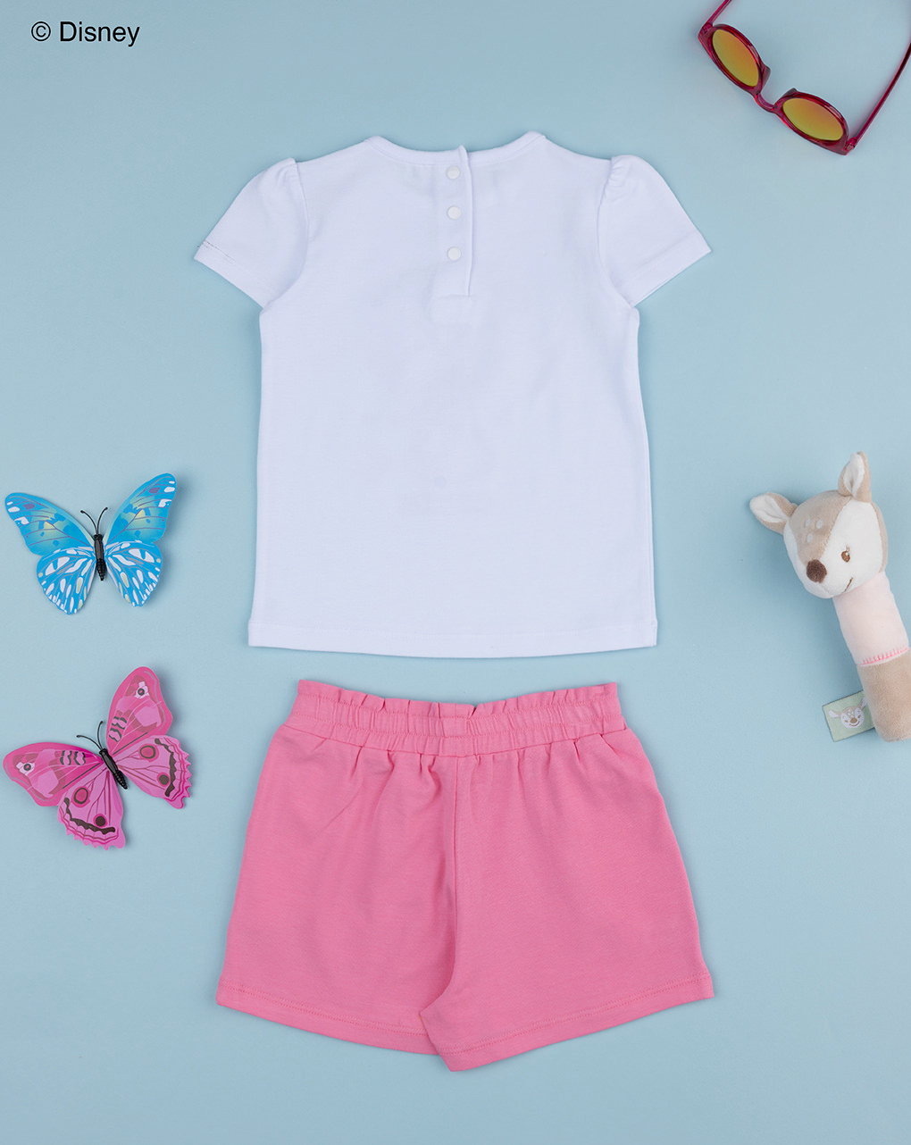 Completo bimba bianco/rosa stitch