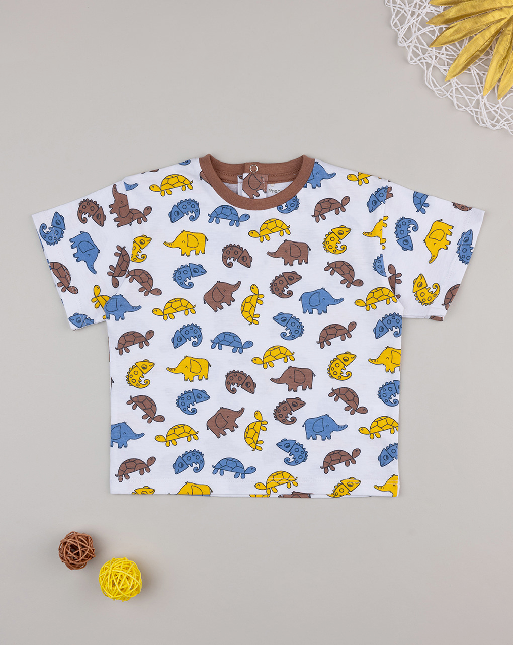 T-shirt bimbo bianca animaletti