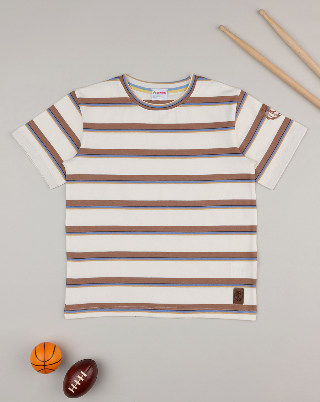 T-shirt bimbo rigata marrone