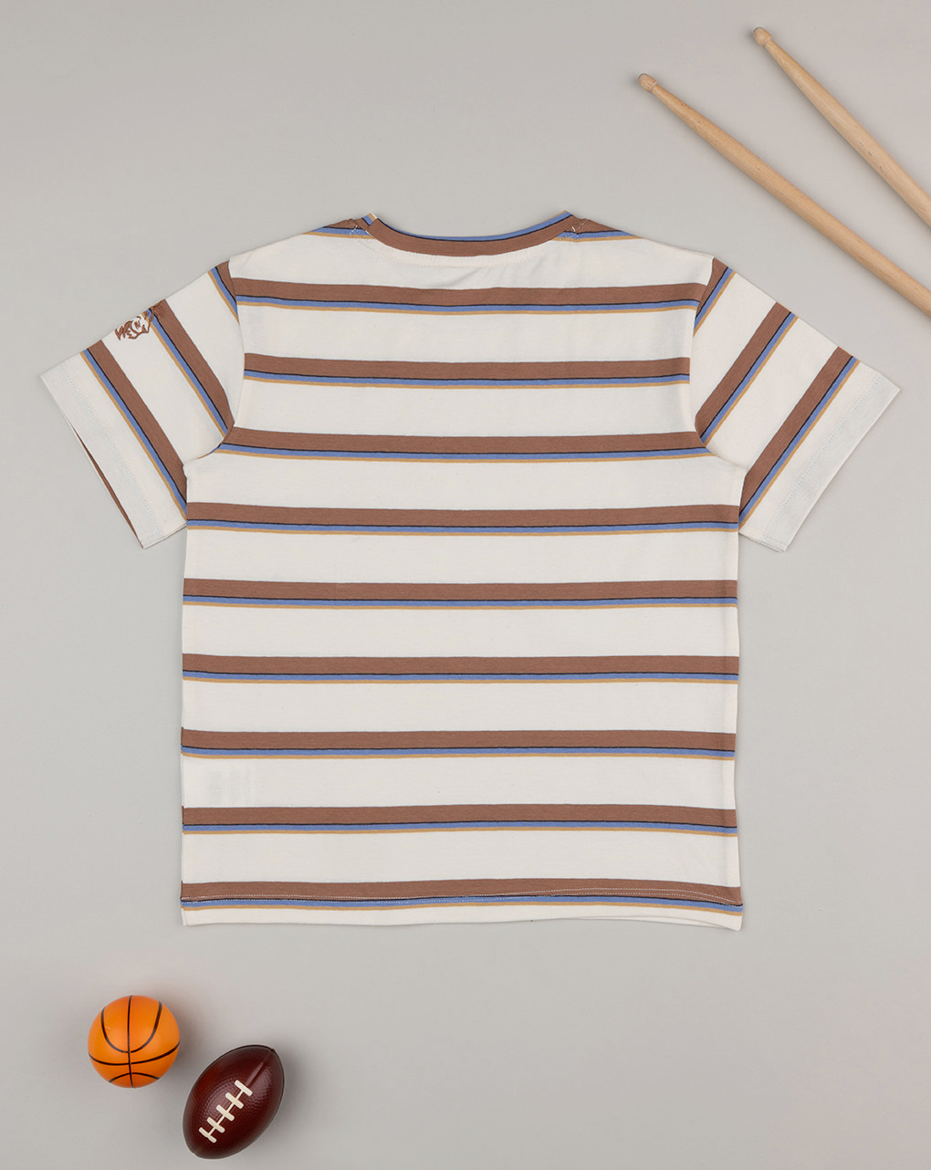 T-shirt bimbo rigata marrone