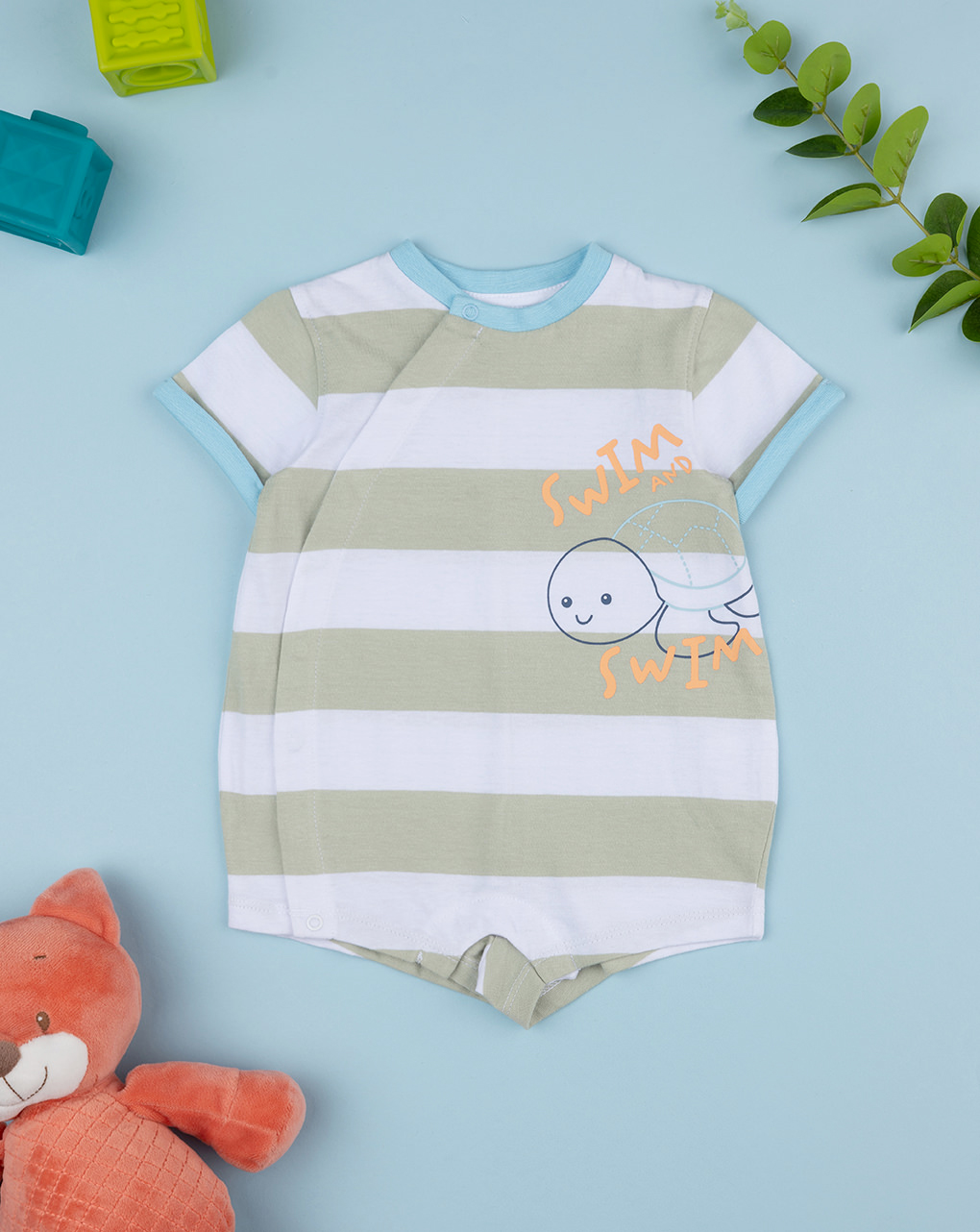 Tutina bimbo righe verdi con stampa