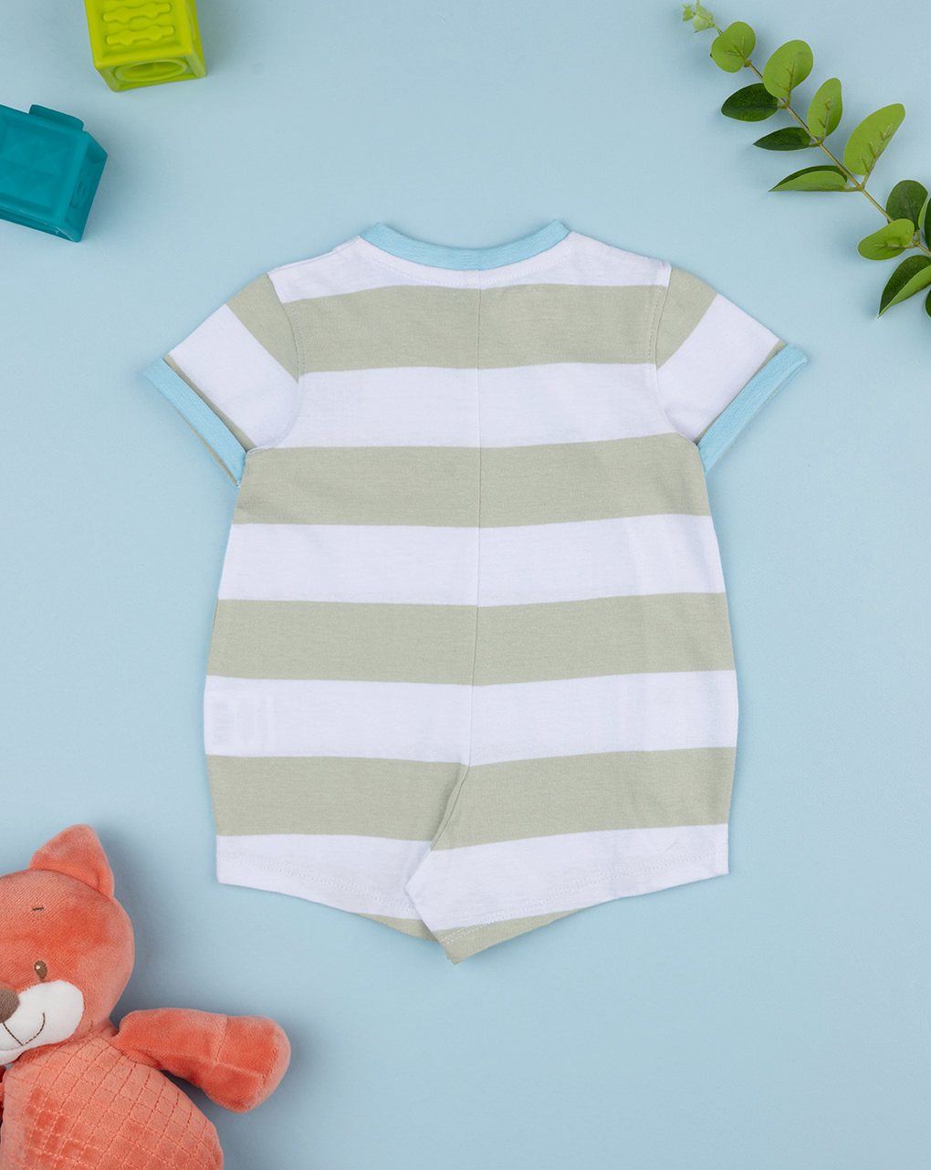 Tutina bimbo righe verdi con stampa