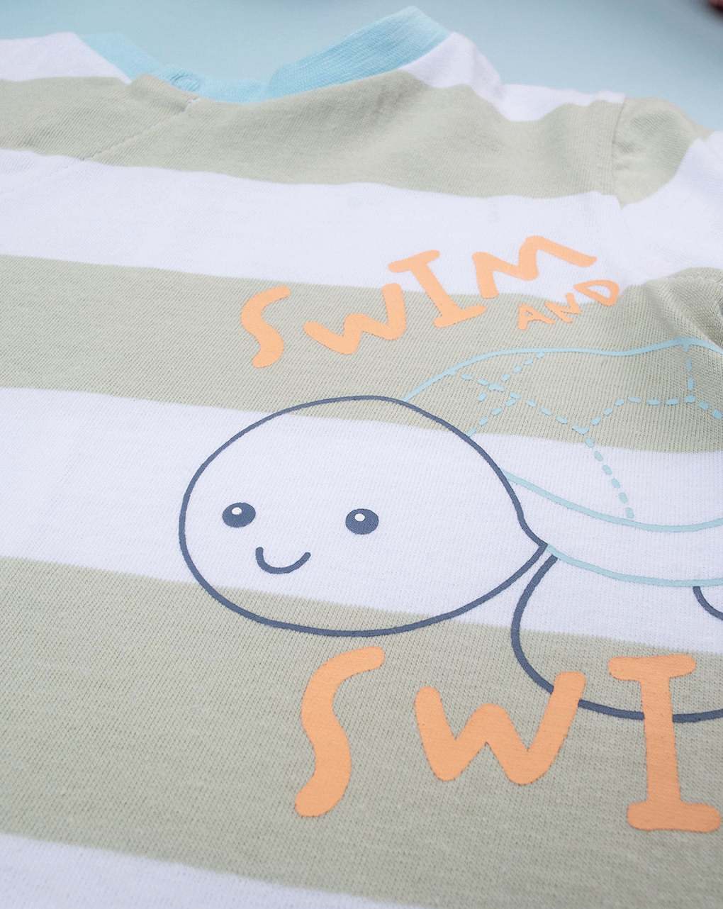 Tutina bimbo righe verdi con stampa